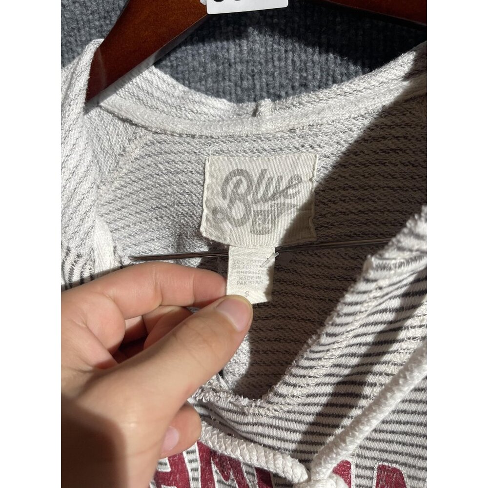Hamline University Hoodie Sweatshirt Mens Small Beige Striped Thermal Blue 84 - Picture 7 of 7